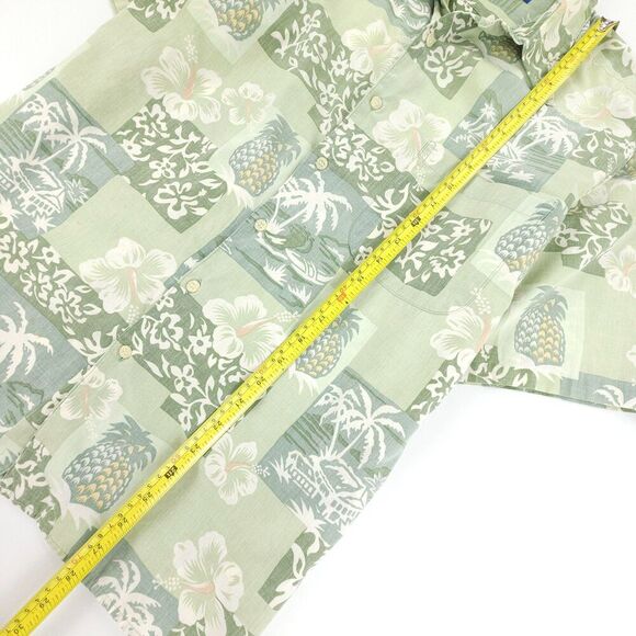 REYN SPOONER Hawaiian Shirt Short Sleeve Button Down 90s Green Floral Y2k Resort - Picture 4 of 7